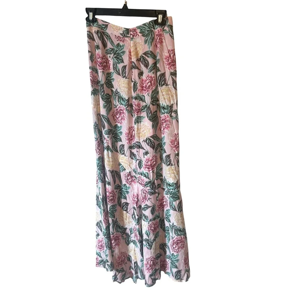 Vintage 2K Forever 21 Light Pink Flowy Floral Maxi Skirt Boho Lightweight Size S